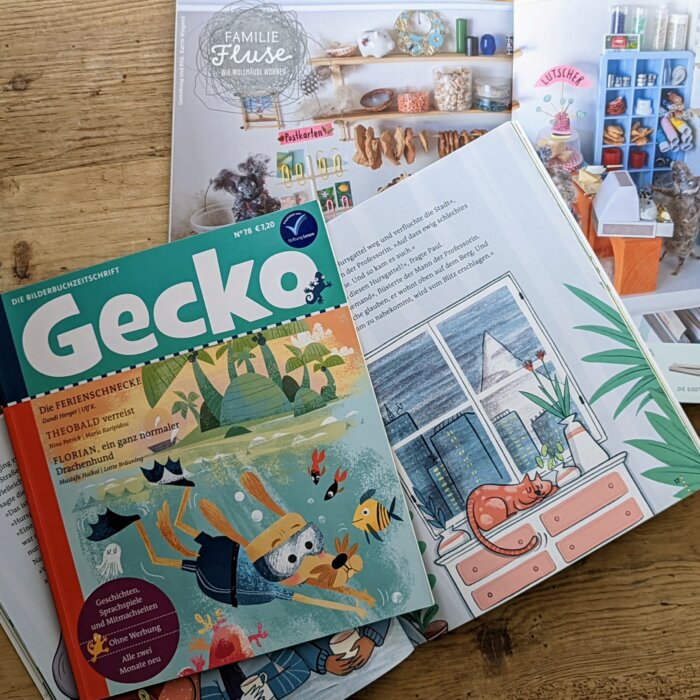 Kinderzeitschrift Gecko aufgeschlagen